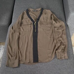 Express Men's Tan Shirt Jacket with Black Trim
